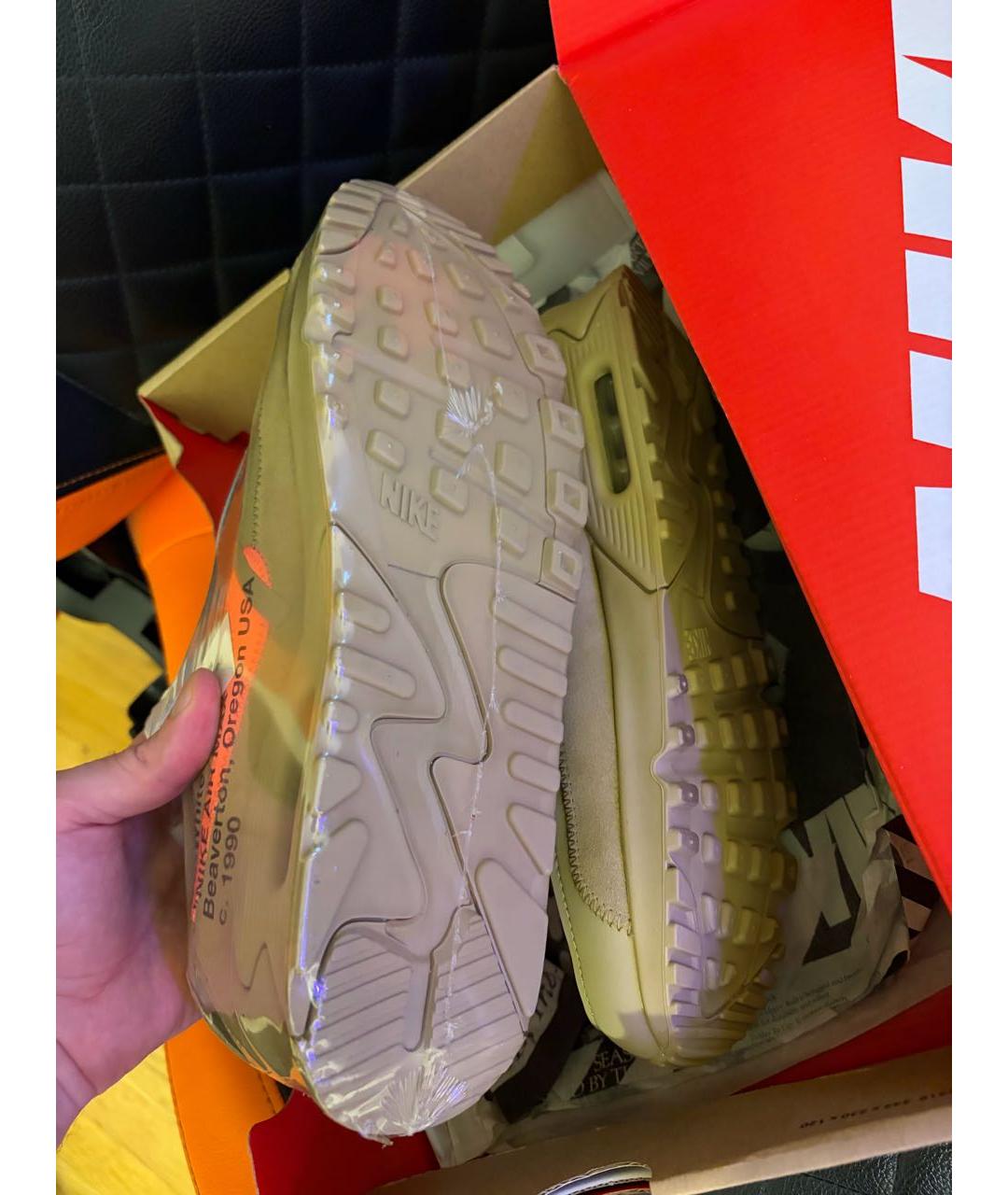 NIKE X OFF-WHITE Бежевые кожаные низкие кроссовки / кеды, фото 4