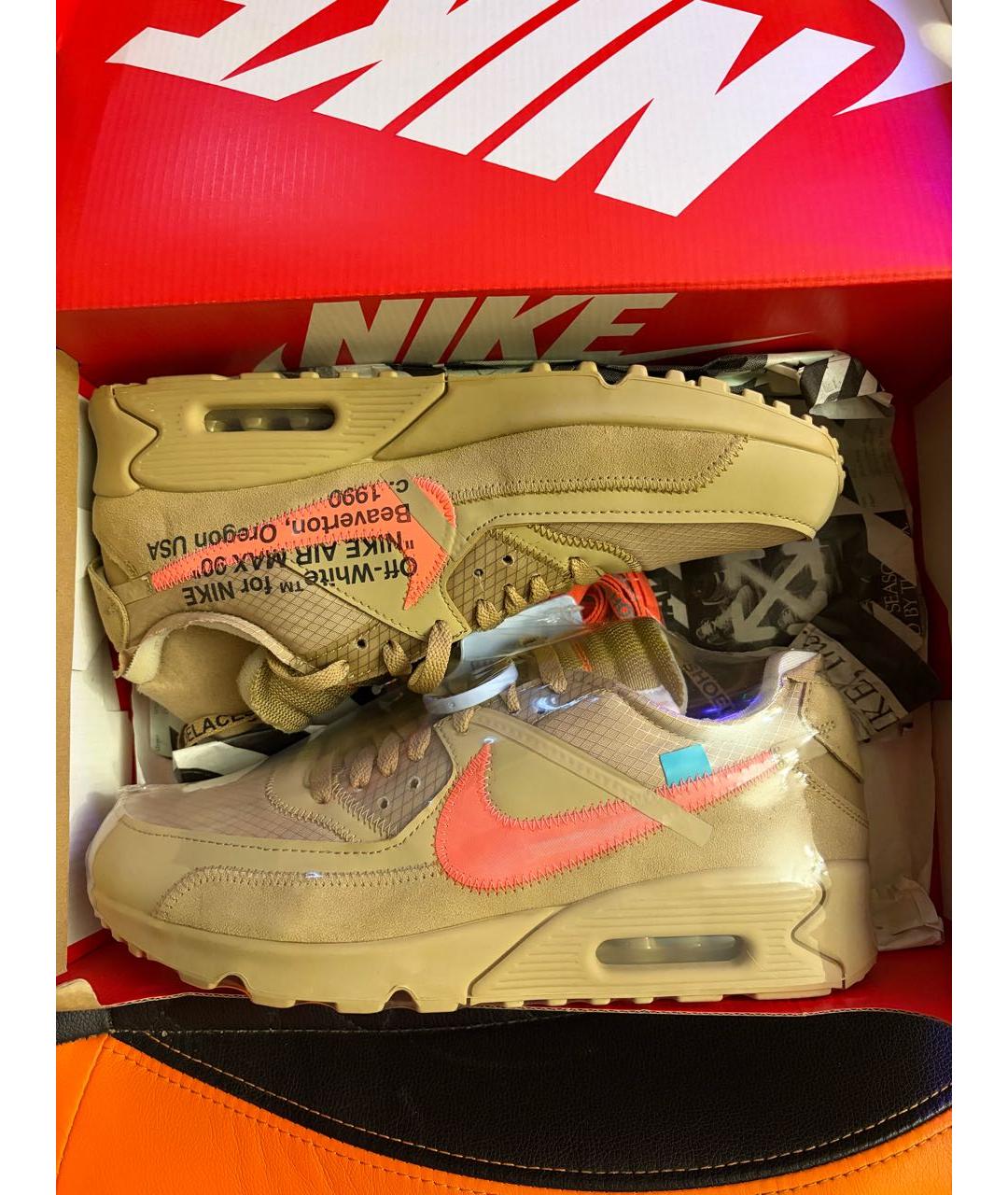 NIKE X OFF-WHITE Бежевые кожаные низкие кроссовки / кеды, фото 2