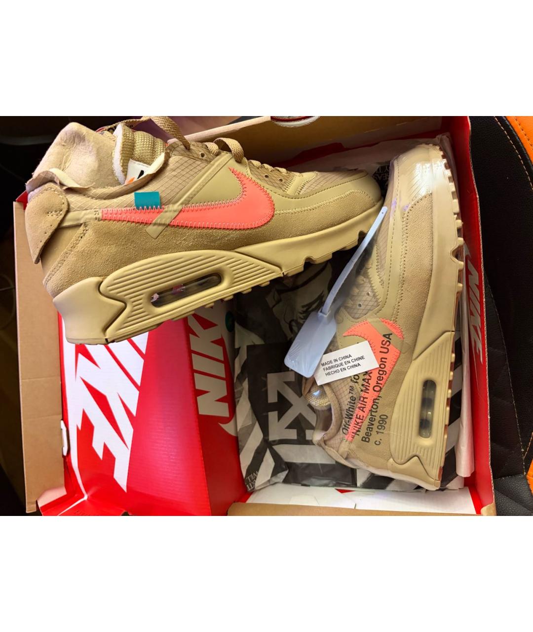 NIKE X OFF-WHITE Бежевые кожаные низкие кроссовки / кеды, фото 3