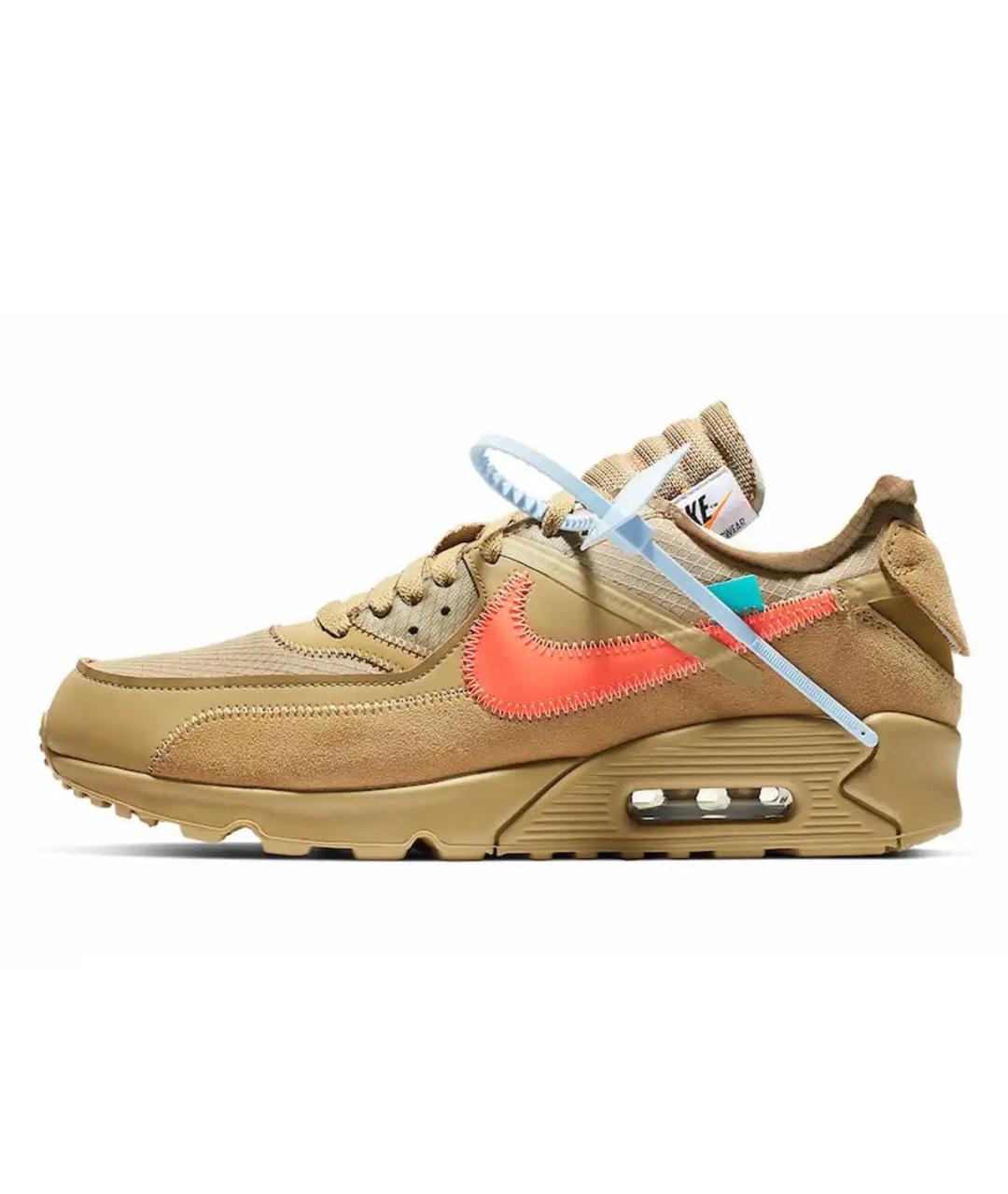 NIKE X OFF-WHITE Бежевые кожаные низкие кроссовки / кеды, фото 6