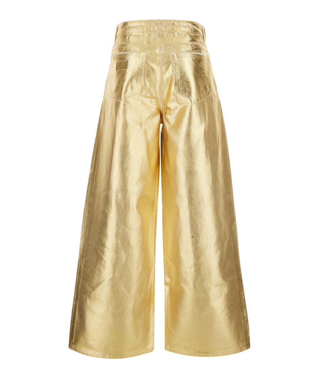 GANNI Золотые хлопковые прямые джинсы, фото 2