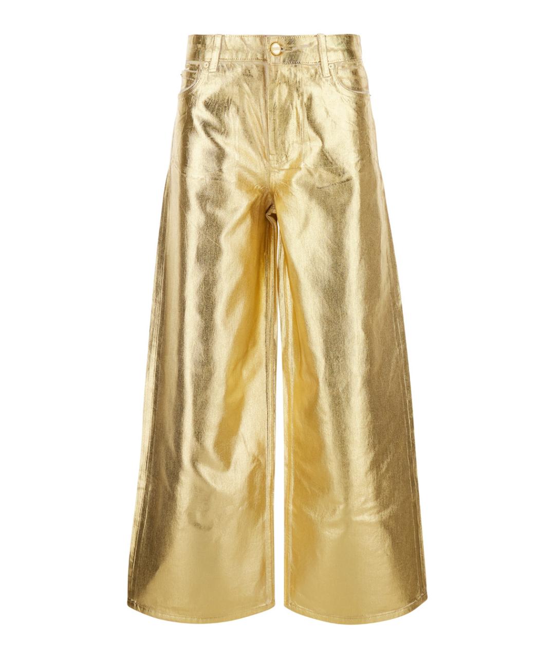 GANNI Золотые хлопковые прямые джинсы, фото 1