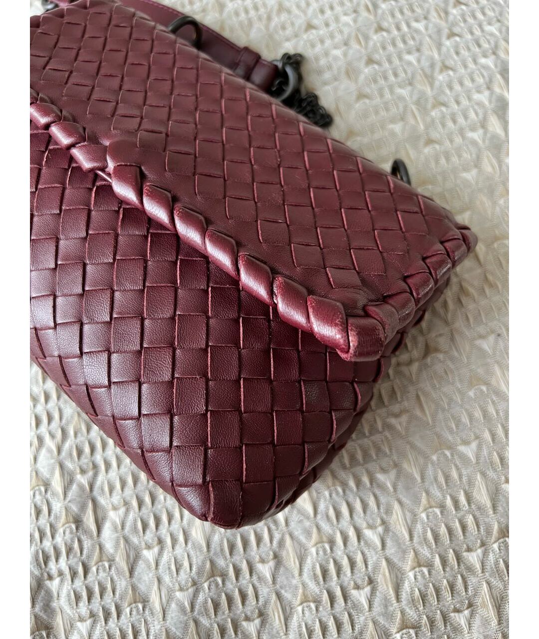 BOTTEGA VENETA Бордовая кожаная сумка тоут, фото 3