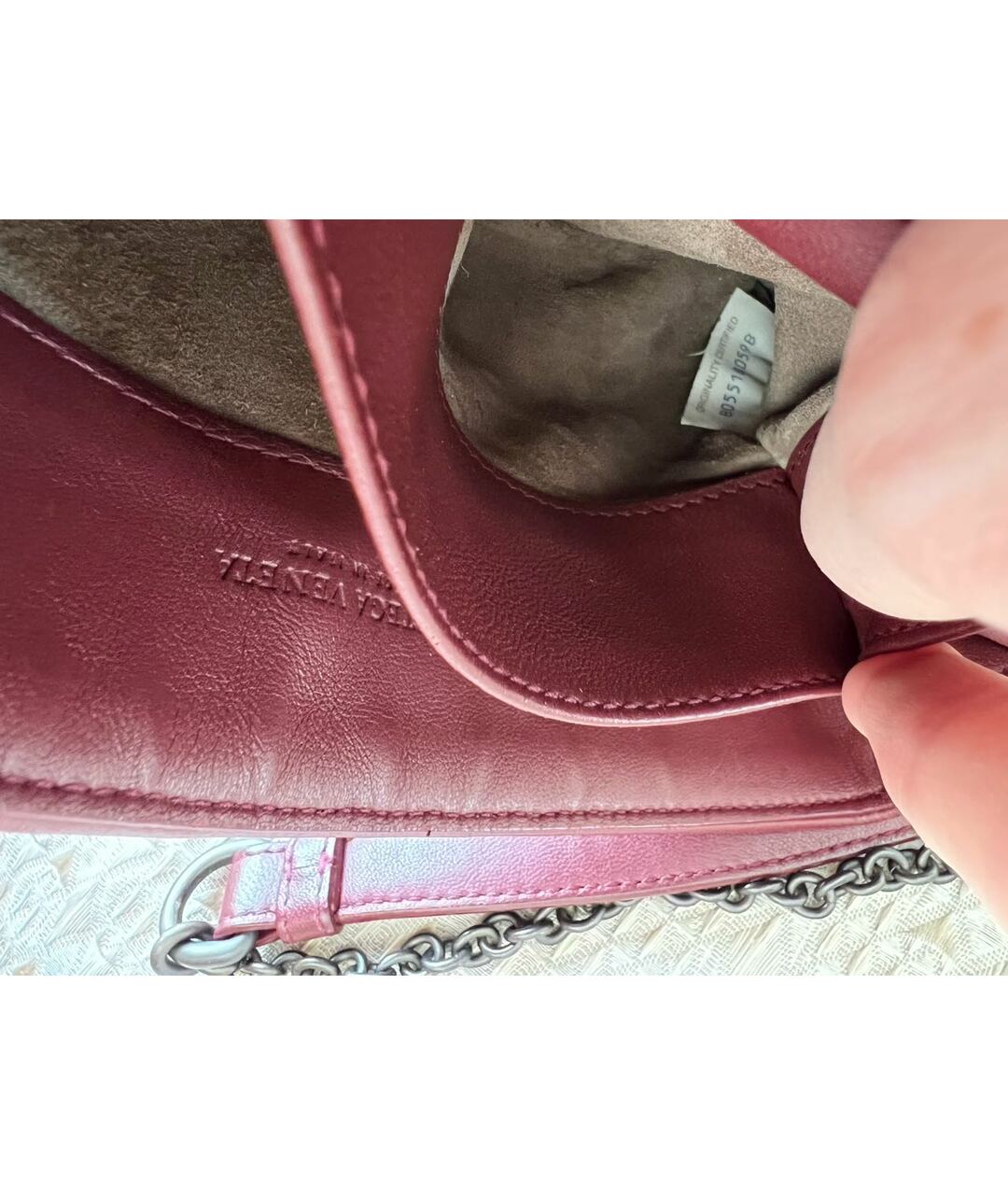 BOTTEGA VENETA Бордовая кожаная сумка тоут, фото 7
