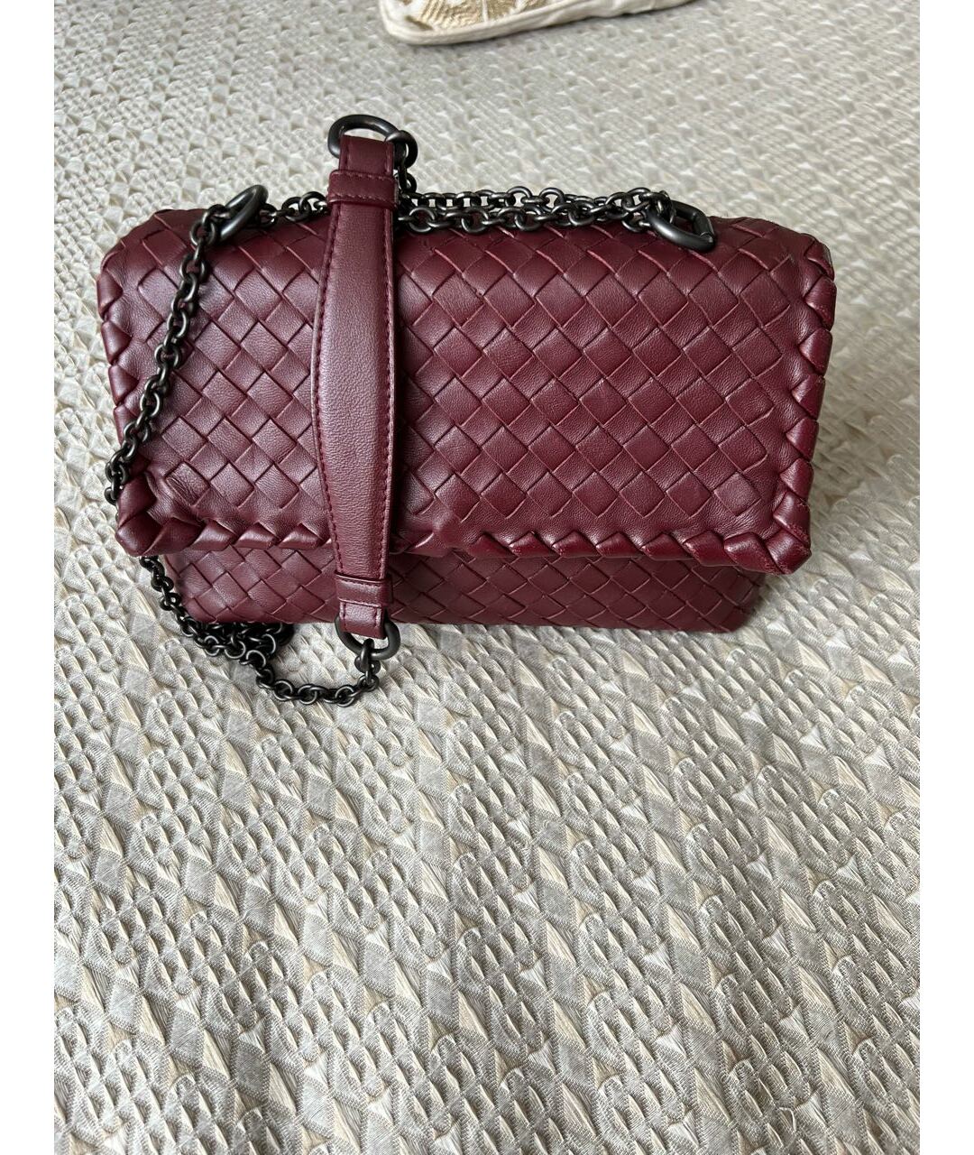 BOTTEGA VENETA Бордовая кожаная сумка тоут, фото 9