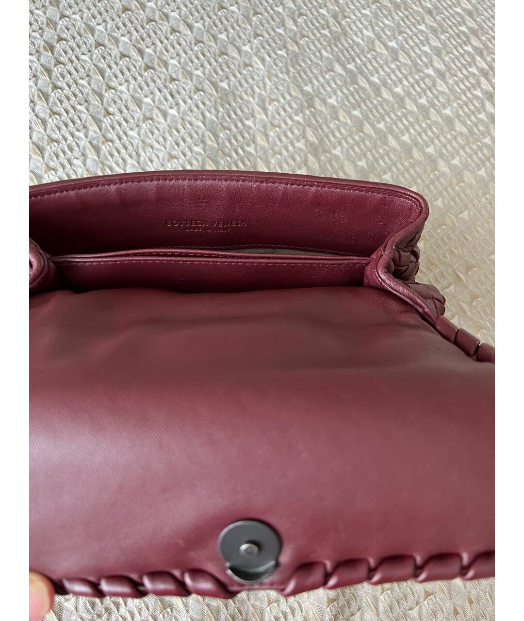 BOTTEGA VENETA Бордовая кожаная сумка тоут, фото 6