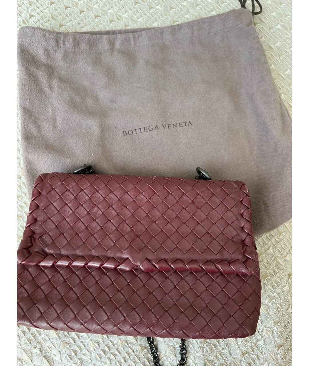 BOTTEGA VENETA Бордовая кожаная сумка тоут, фото 8