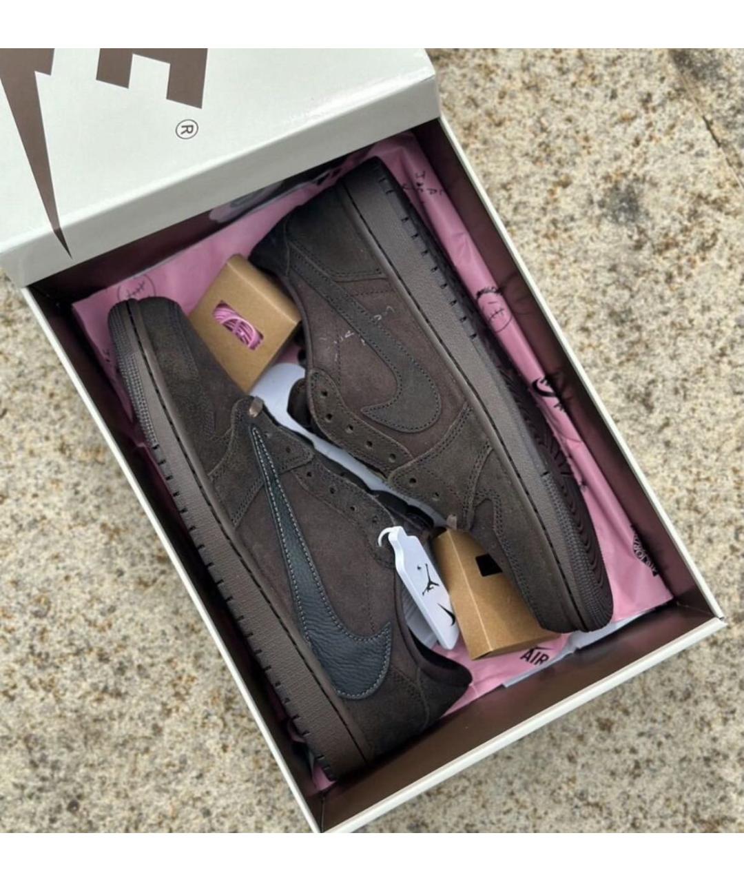 JORDAN Коричневые замшевые низкие кроссовки / кеды, фото 3