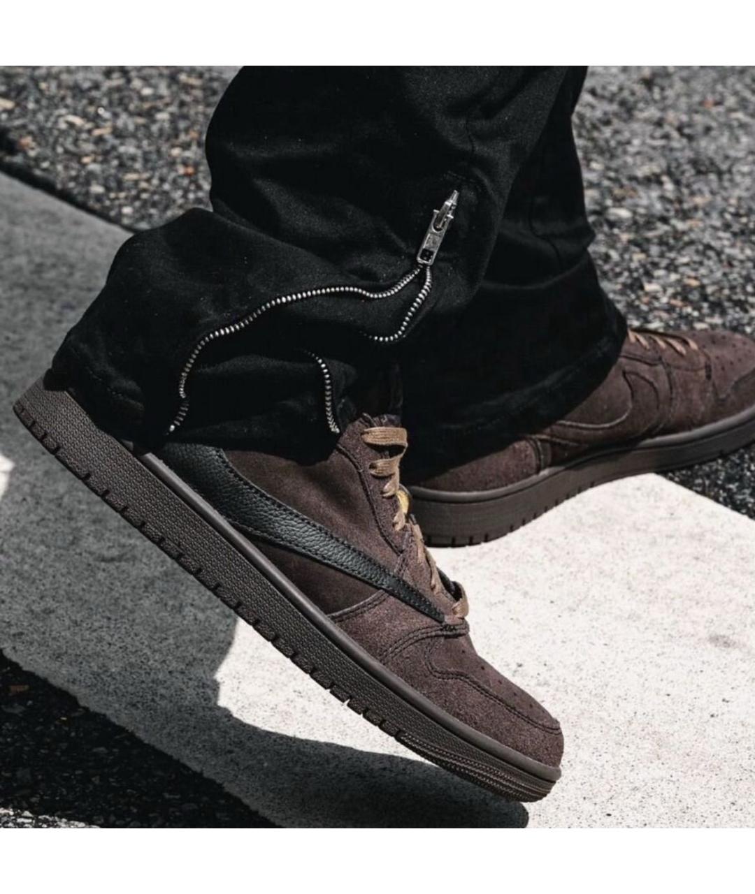 JORDAN Коричневые замшевые низкие кроссовки / кеды, фото 4