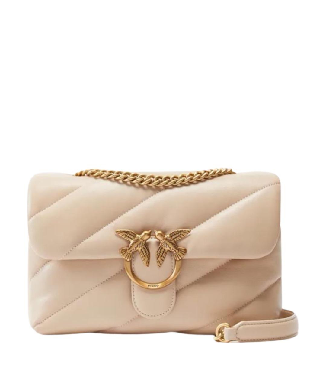 PINKO Бежевая кожаная сумка через плечо, фото 1