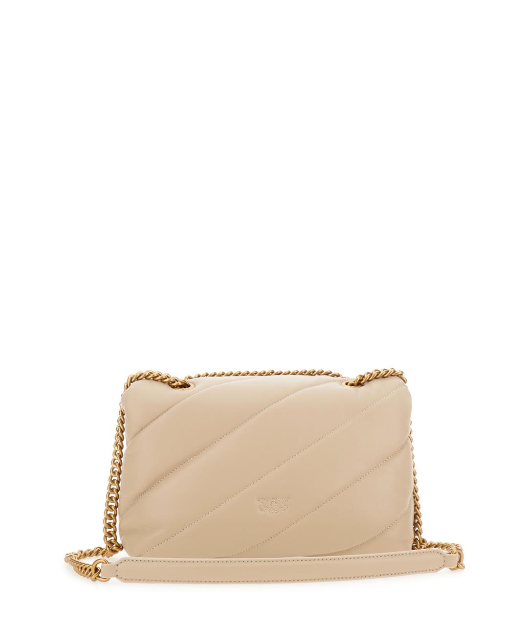 PINKO Бежевая кожаная сумка через плечо, фото 2