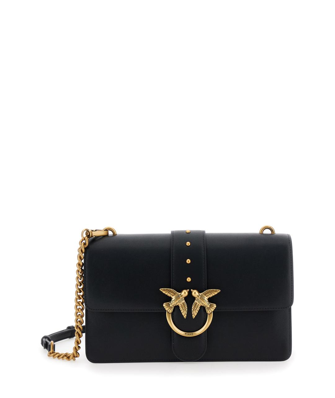 PINKO Черная кожаная сумка через плечо, фото 1