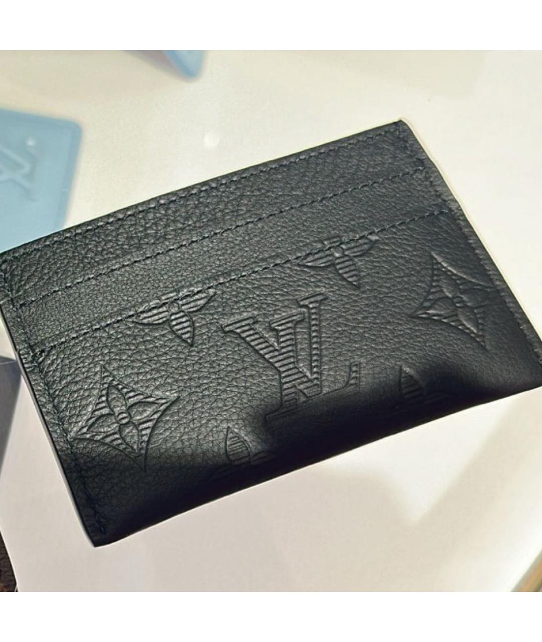 LOUIS VUITTON Черный кожаный кардхолдер, фото 3
