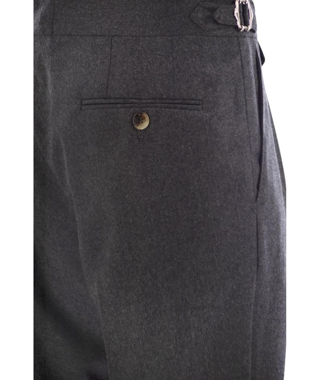 BRUNELLO CUCINELLI Серые шерстяные повседневные брюки, фото 4