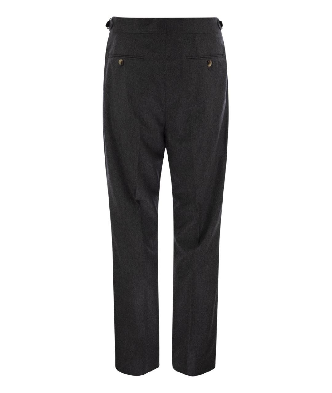 BRUNELLO CUCINELLI Серые шерстяные повседневные брюки, фото 2