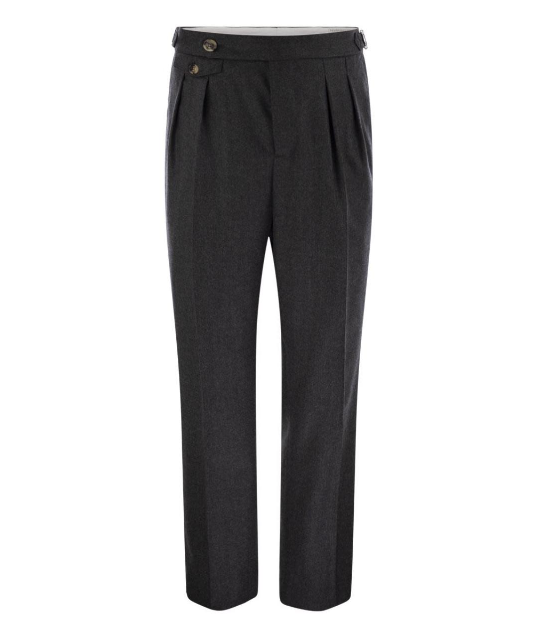 BRUNELLO CUCINELLI Серые шерстяные повседневные брюки, фото 1