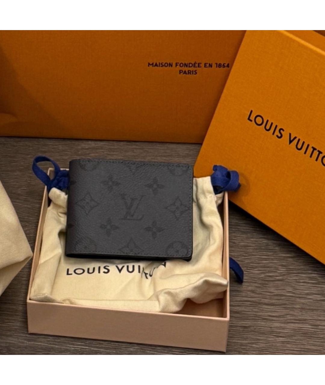 LOUIS VUITTON Антрацитовый кошелек, фото 3