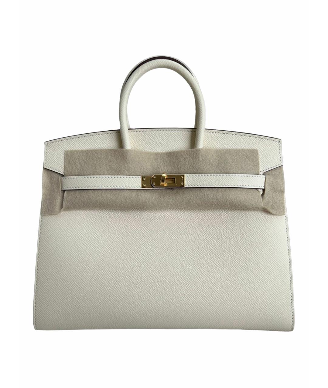 HERMES Бежевая кожаная сумка с короткими ручками, фото 1