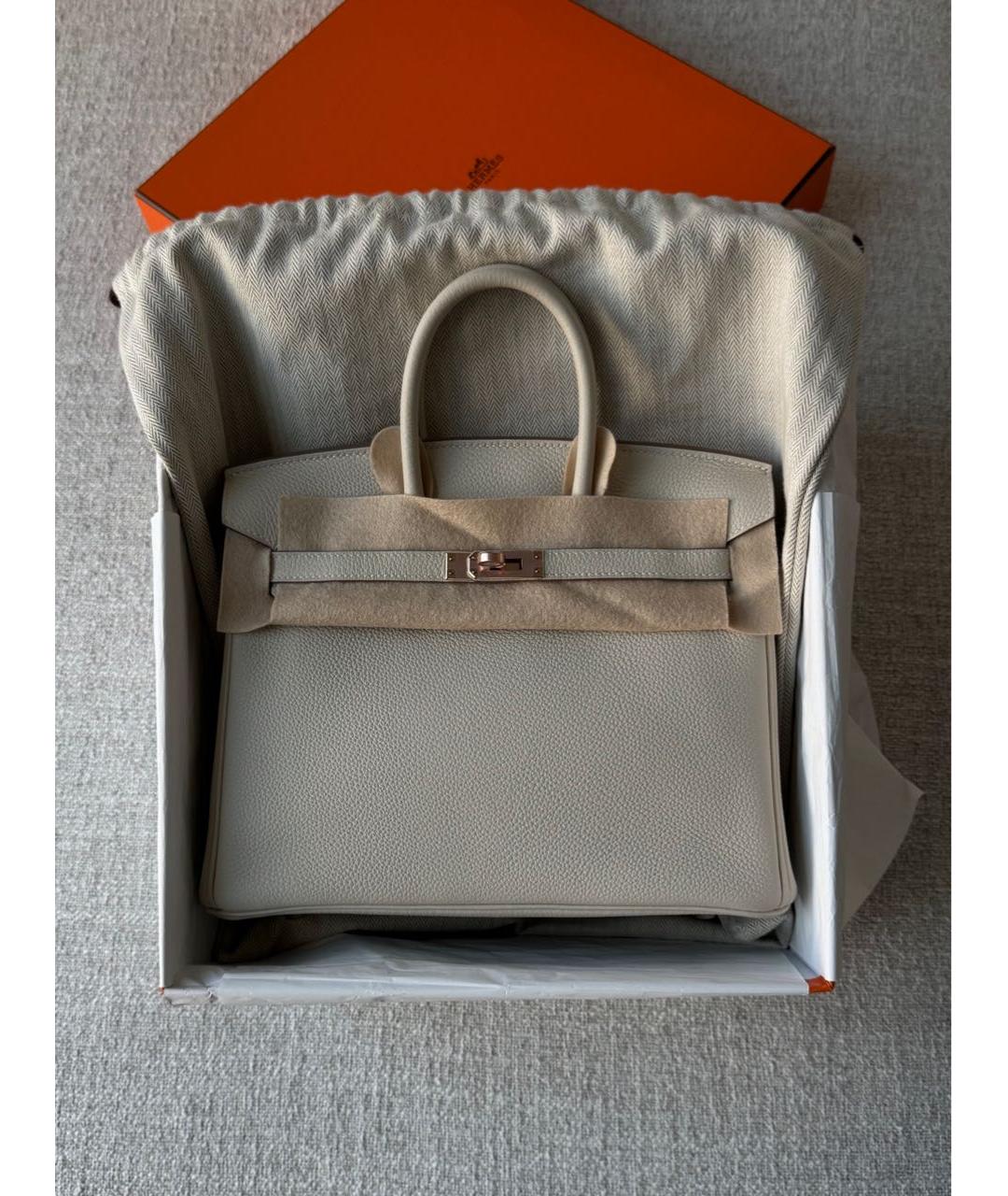 HERMES Бежевая кожаная сумка с короткими ручками, фото 2