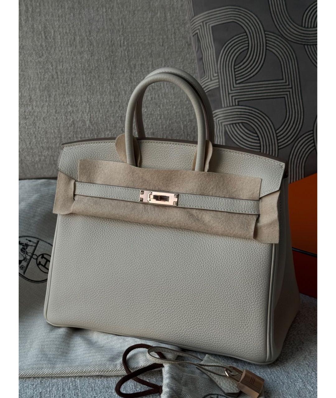 HERMES Бежевая кожаная сумка с короткими ручками, фото 4
