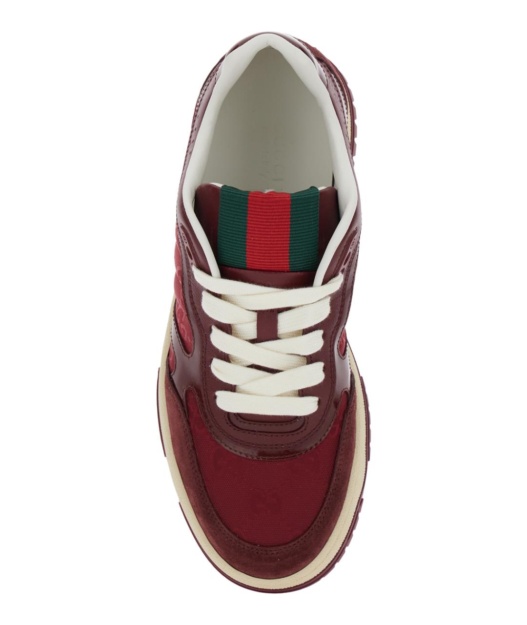 GUCCI Бордовые кожаные кроссовки, фото 4