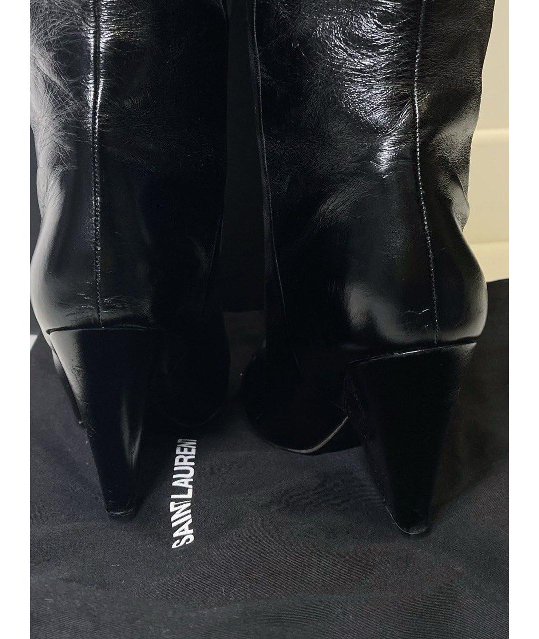 SAINT LAURENT Черные кожаные ботфорты, фото 4