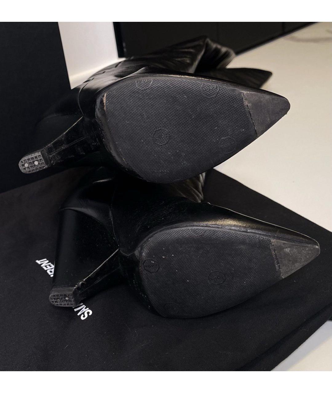 SAINT LAURENT Черные кожаные ботфорты, фото 6