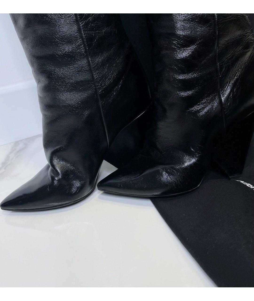 SAINT LAURENT Черные кожаные ботфорты, фото 5