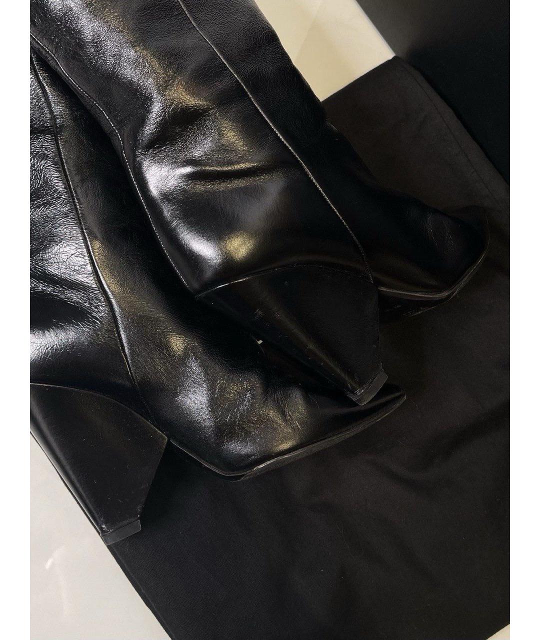 SAINT LAURENT Черные кожаные ботфорты, фото 3