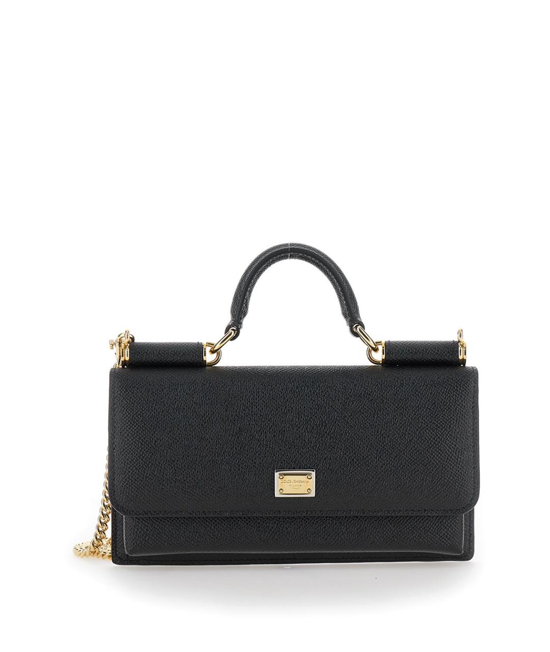 DOLCE&GABBANA Черная кожаная сумка через плечо, фото 1