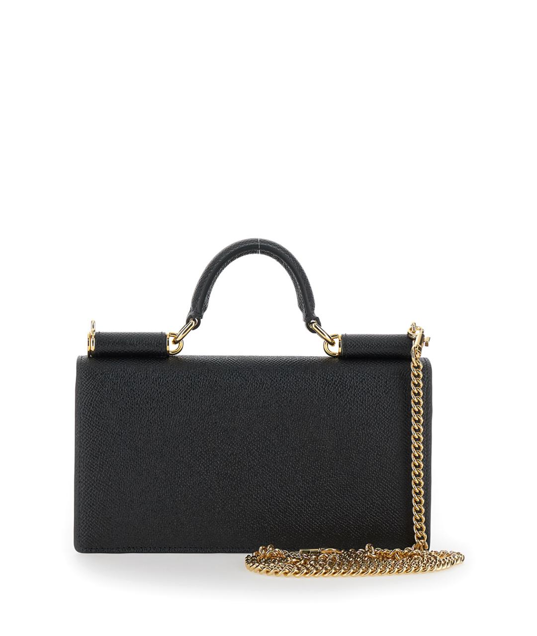 DOLCE&GABBANA Черная кожаная сумка через плечо, фото 2