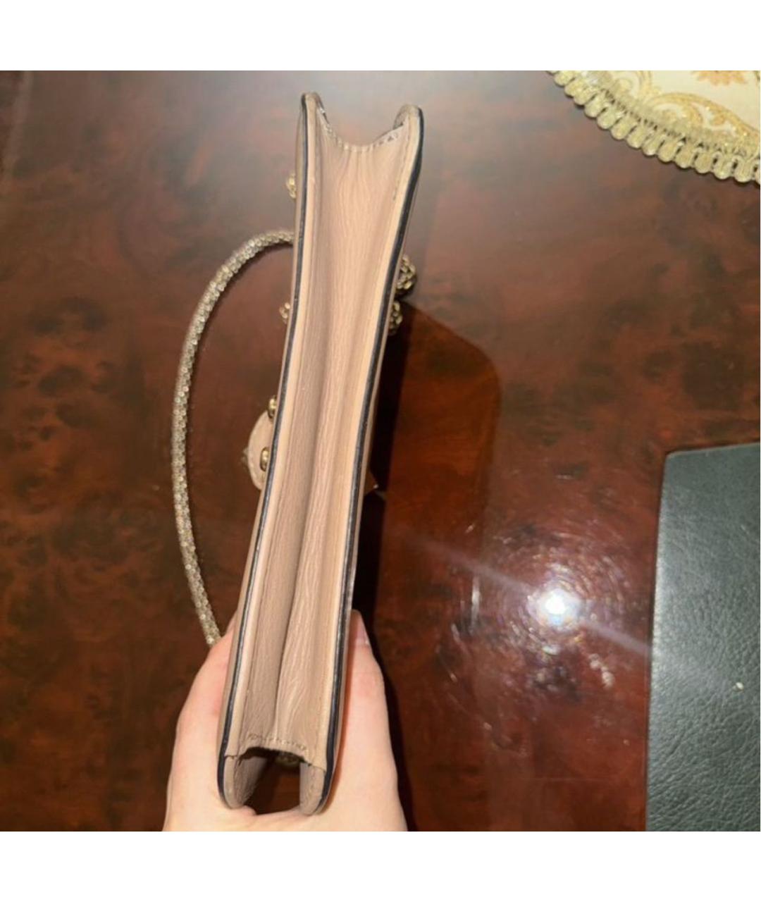 VALENTINO Бежевая кожаная сумка через плечо, фото 3