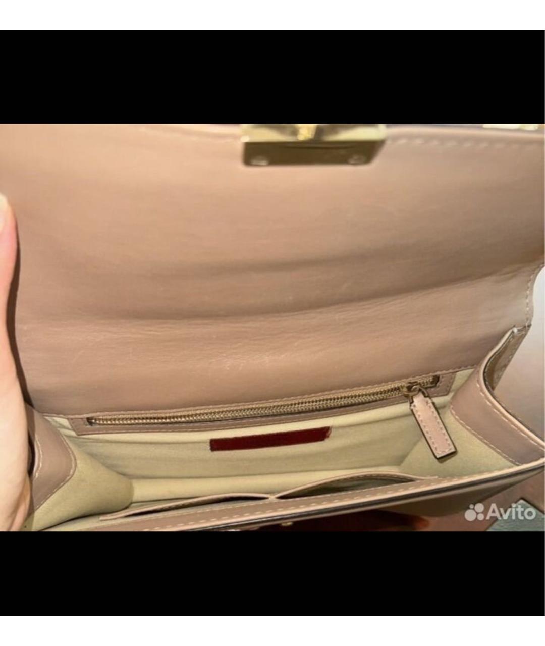 VALENTINO Бежевая кожаная сумка через плечо, фото 4