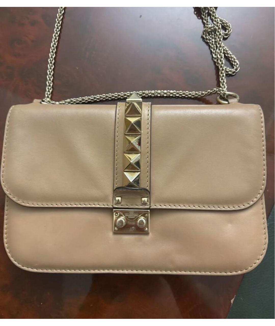VALENTINO Бежевая кожаная сумка через плечо, фото 5