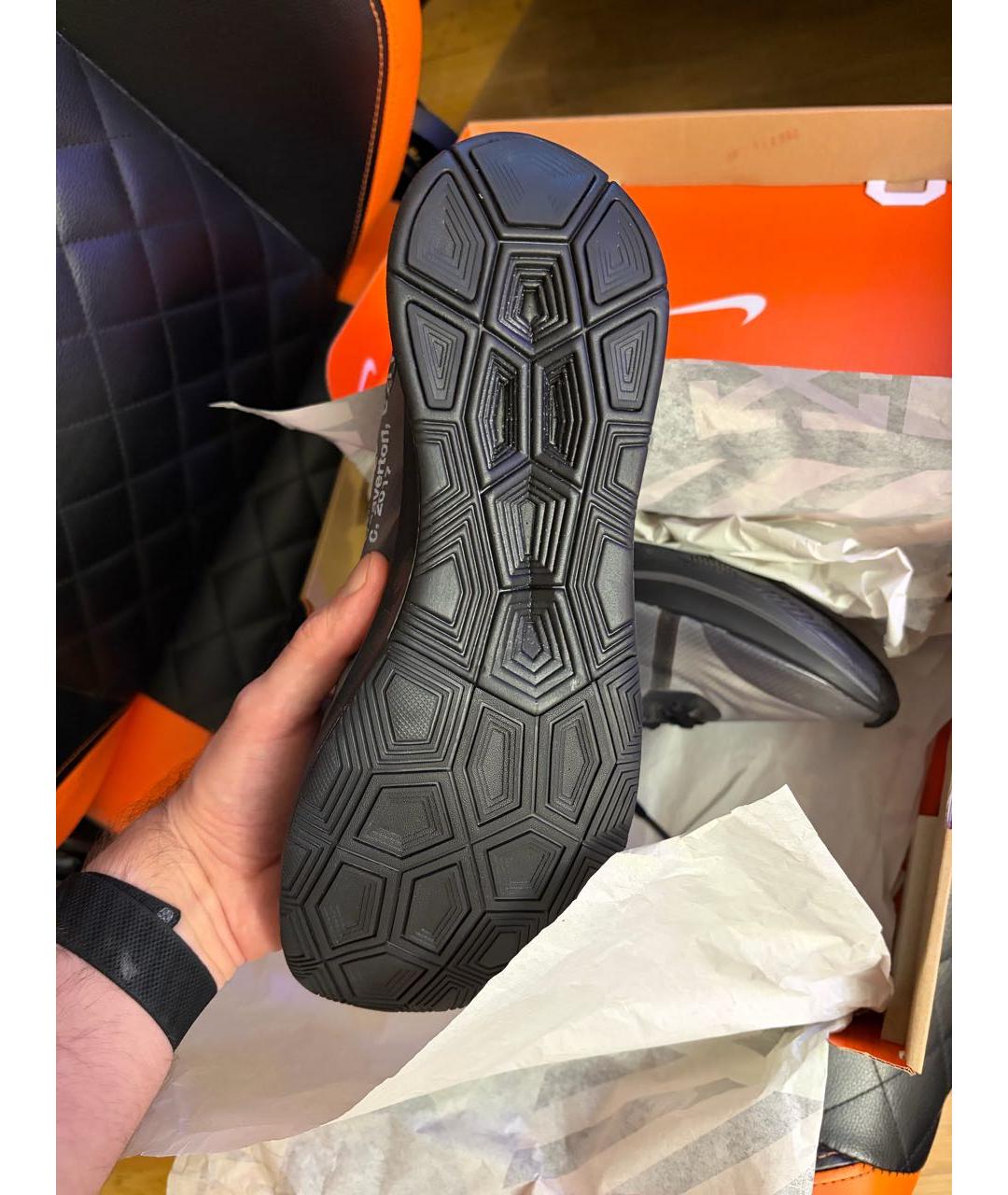 NIKE X OFF-WHITE Черные кожаные низкие кроссовки / кеды, фото 4