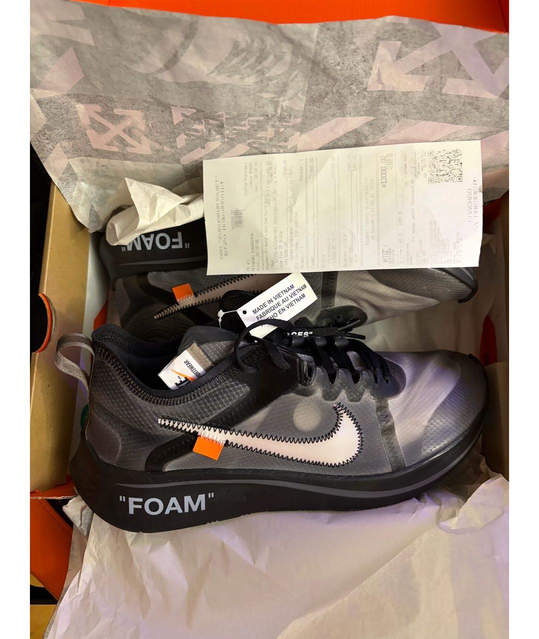 NIKE X OFF-WHITE Черные кожаные низкие кроссовки / кеды, фото 2