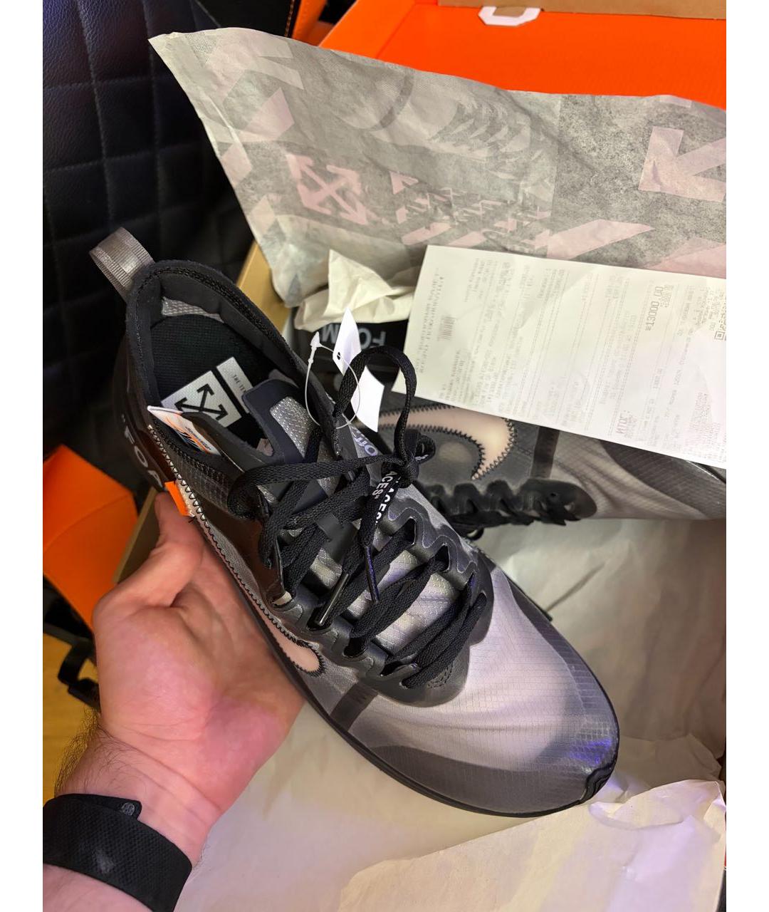 NIKE X OFF-WHITE Черные кожаные низкие кроссовки / кеды, фото 3