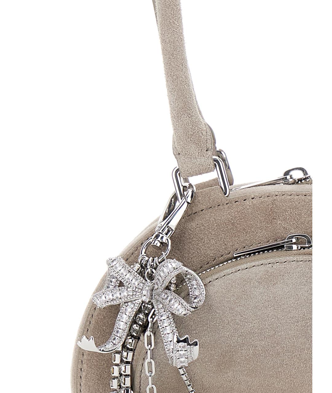 SELF-PORTRAIT Серая замшевая сумка через плечо, фото 3