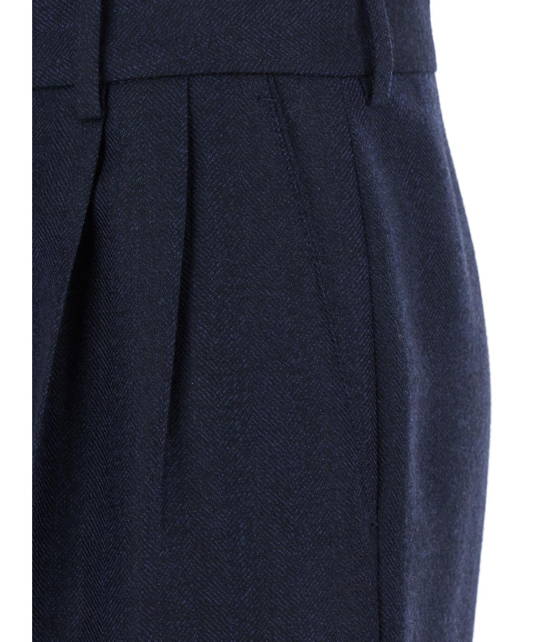 BLAZE MILANO Синие шерстяные прямые брюки, фото 3