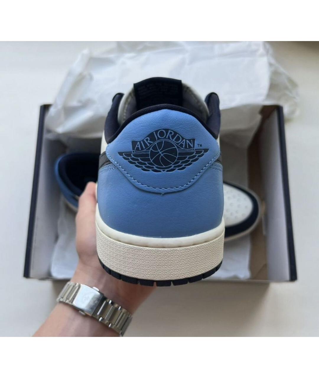 JORDAN Синие кожаные низкие кроссовки / кеды, фото 7