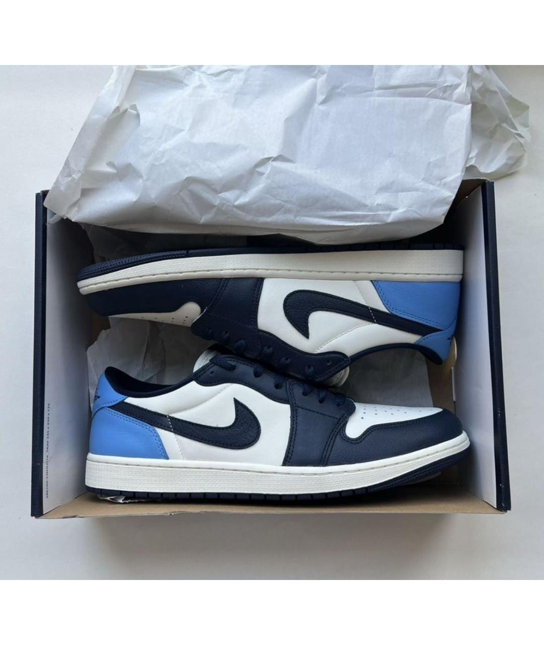 JORDAN Синие кожаные низкие кроссовки / кеды, фото 2