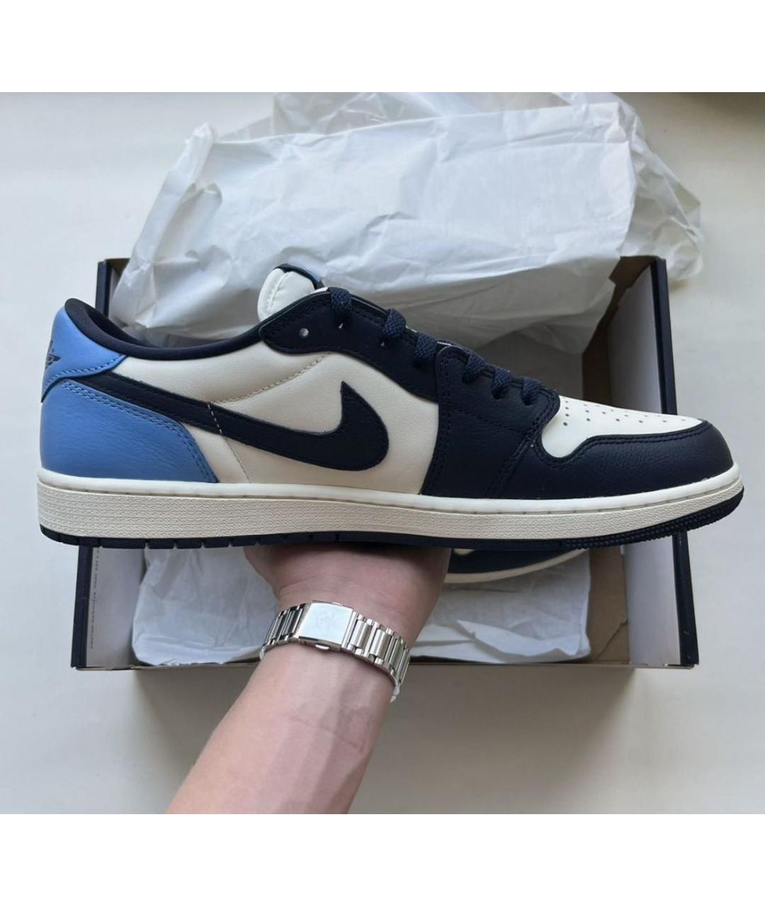 JORDAN Синие кожаные низкие кроссовки / кеды, фото 5