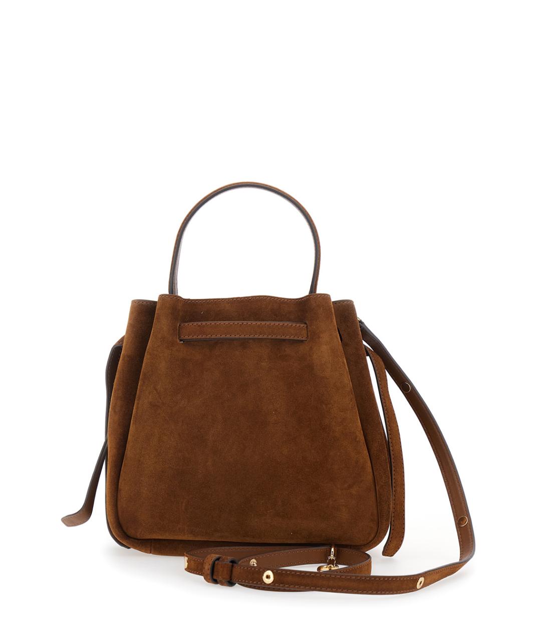 TORY BURCH Коричневая замшевая сумка с короткими ручками, фото 2