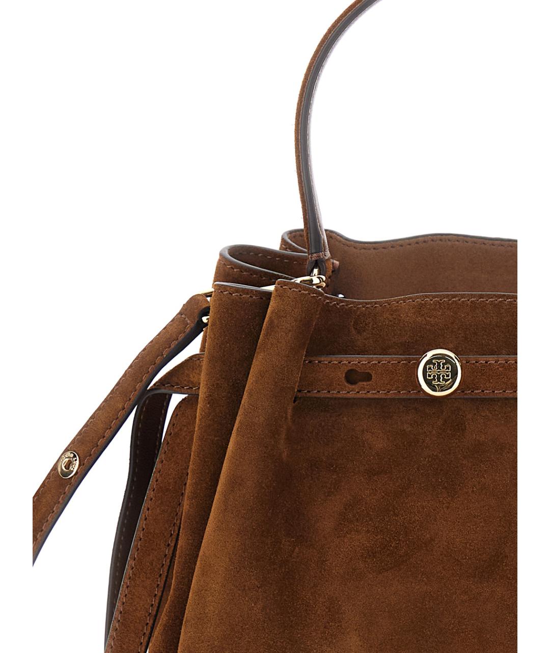 TORY BURCH Коричневая замшевая сумка с короткими ручками, фото 3
