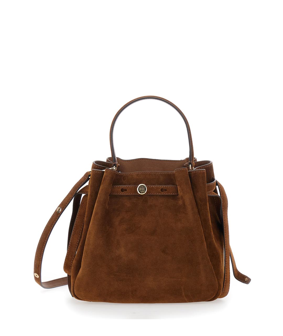 TORY BURCH Коричневая замшевая сумка с короткими ручками, фото 1