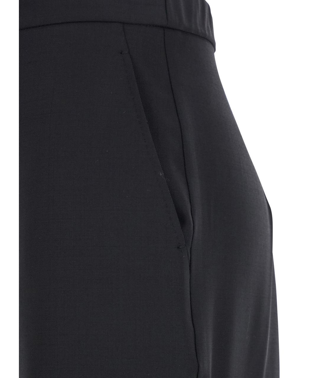 MAX MARA STUDIO Черные шерстяные прямые брюки, фото 3