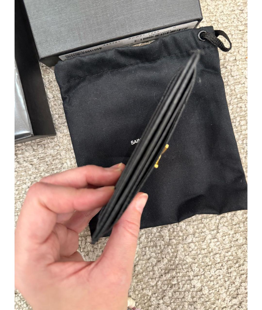 SAINT LAURENT Черный кожаный кардхолдер, фото 4