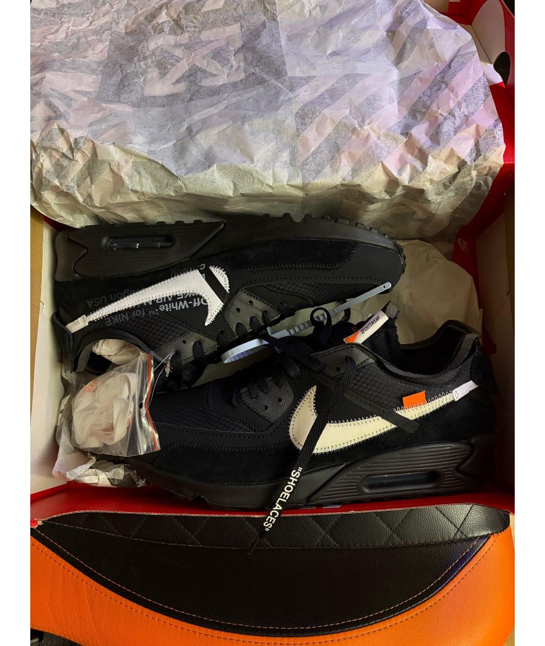 NIKE X OFF-WHITE Черные кожаные низкие кроссовки / кеды, фото 2