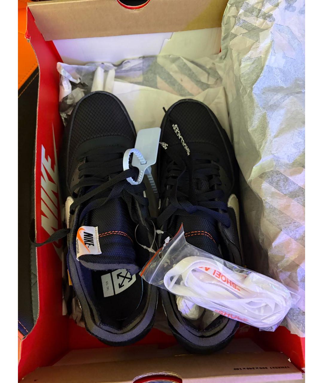 NIKE X OFF-WHITE Черные кожаные низкие кроссовки / кеды, фото 4