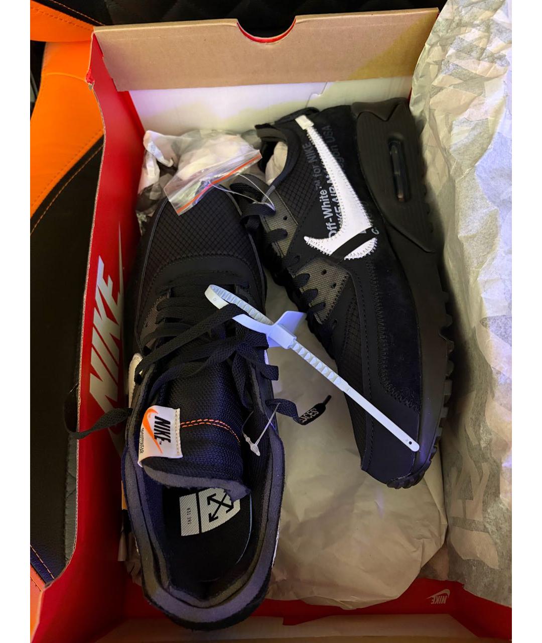 NIKE X OFF-WHITE Черные кожаные низкие кроссовки / кеды, фото 3